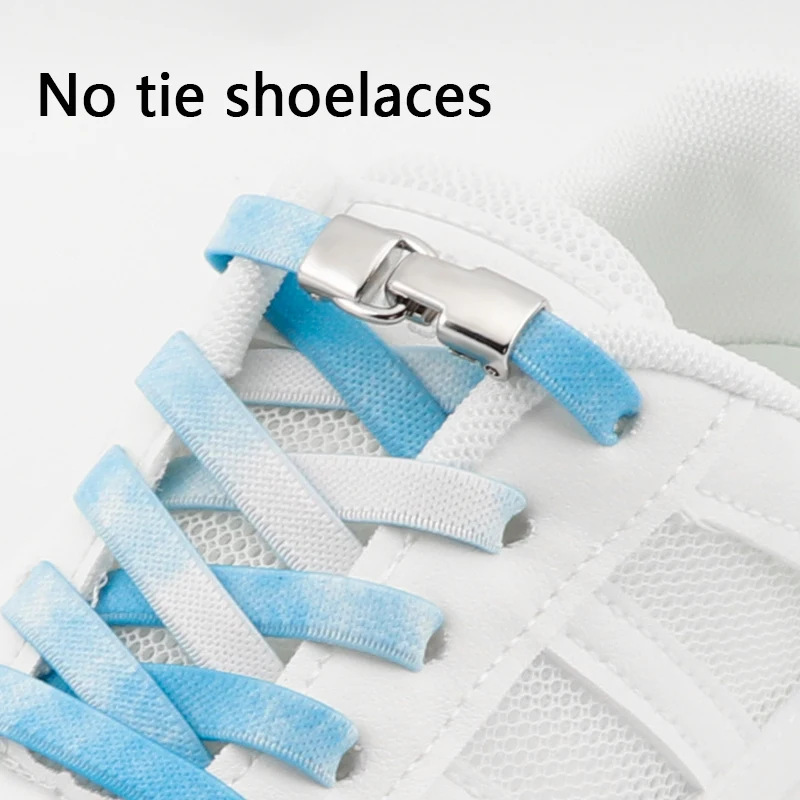 New Colorful Gradient Rainbow Shoestring Cross buckle Hook Lock Elastic Shoelaces Lazy Quick Accessories Sneakers Children Adult