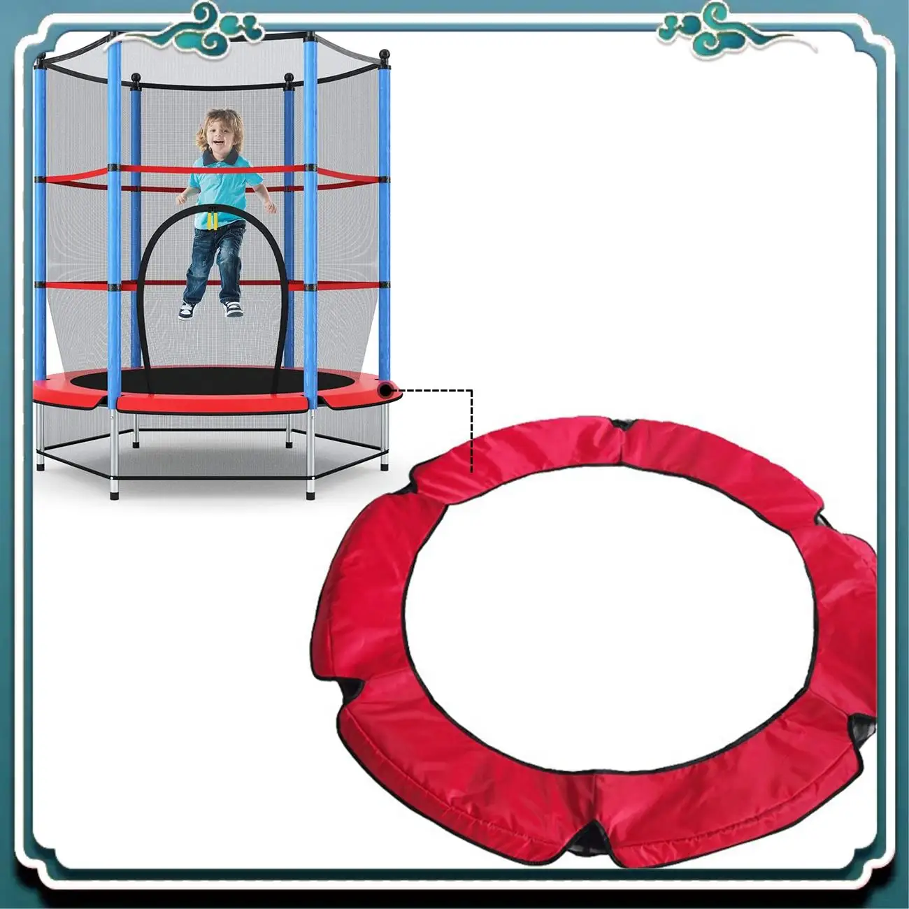 Reliable 55 Inch Trampoline Spring Covers, Replacement For Kids Mini Trampoline, Safety And Durable Waterproof Protectable Pad