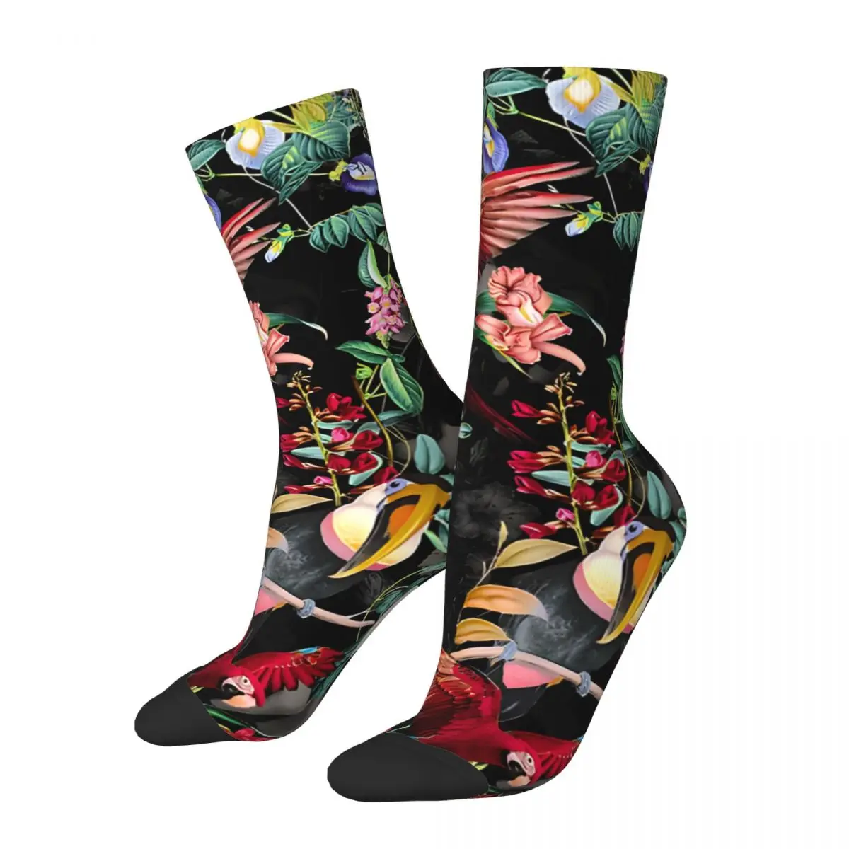 

Crazy compression Floral And Birds IX Sock for Men Harajuku Seamless Pattern Crew Sock Novelty