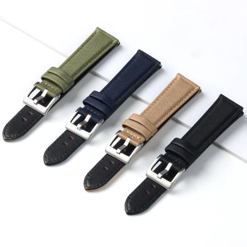 Geniune Leather Nylon Watch Bracelet 20mm 22mm Business Vintage Universal Strap Quick Release Wristband for Huawei Watch Gt2/Gt3