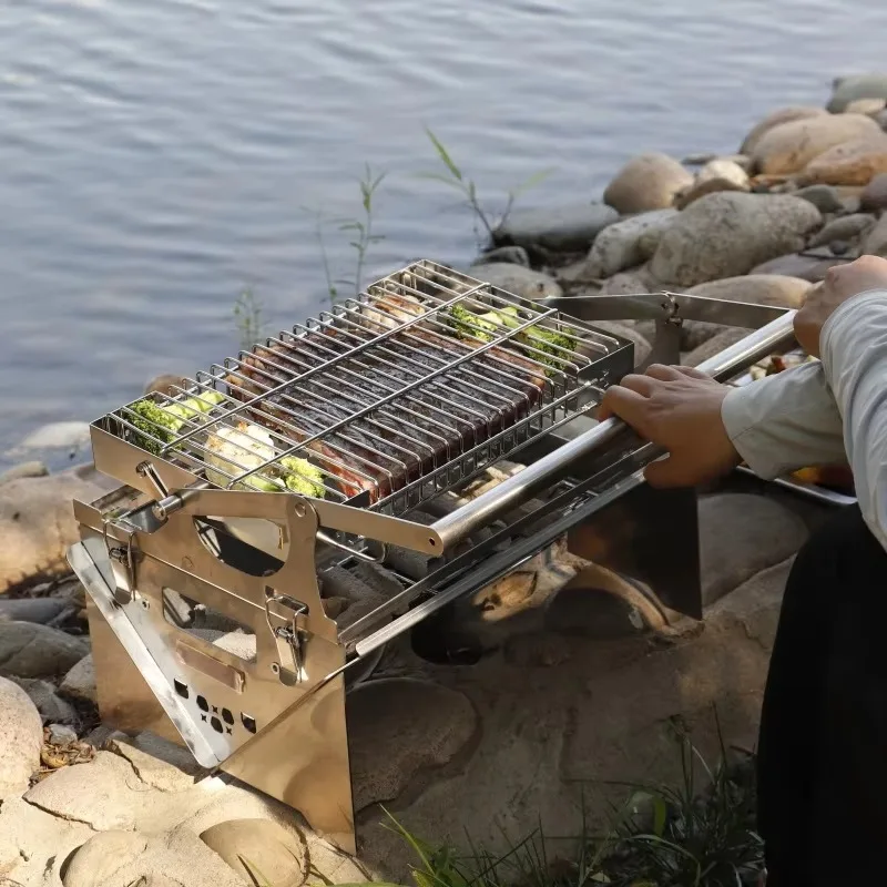 Medium Small Sized Portable Grill Customized BBQ for Camping Hiking Beach Roasting Skewers Vegetables