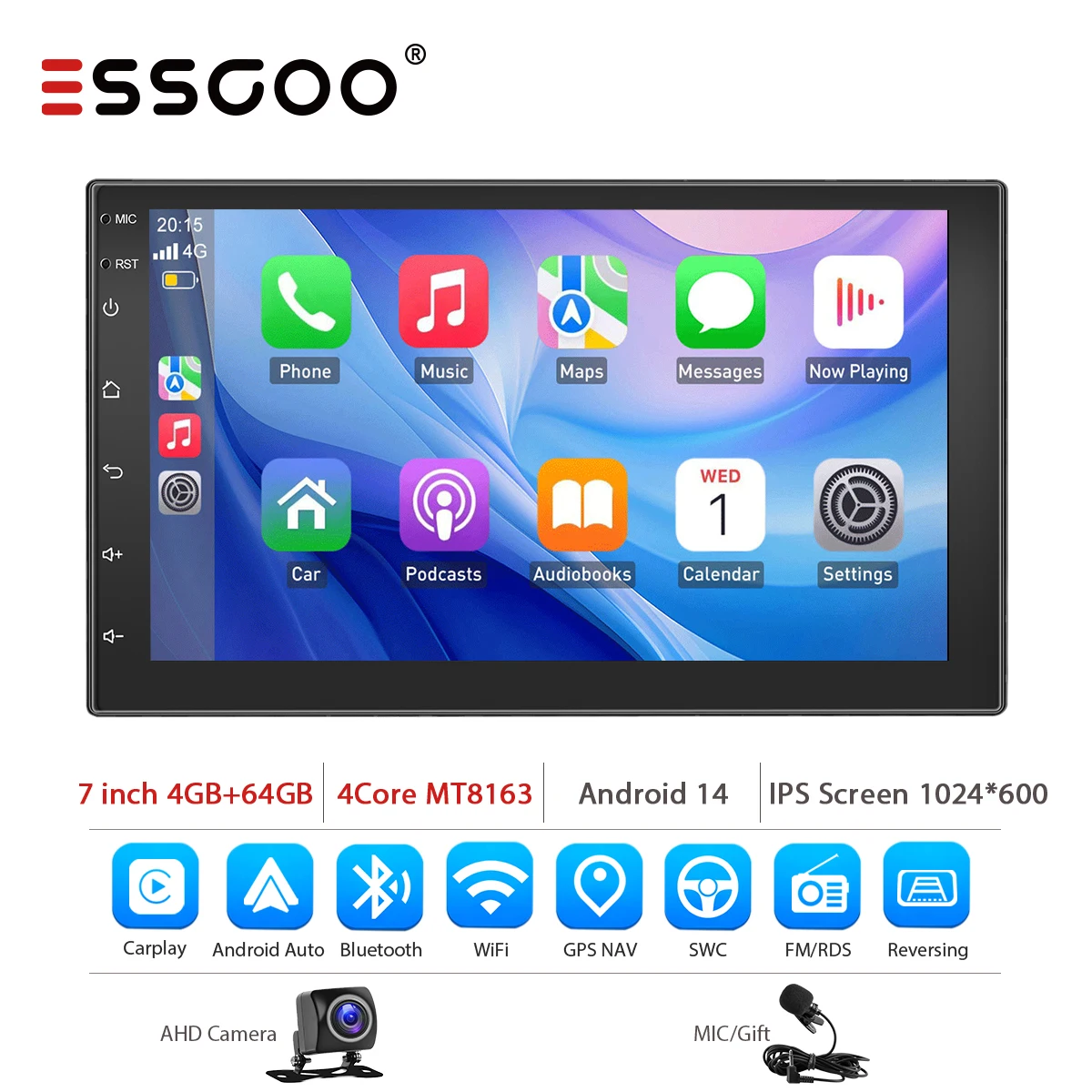 ESSGOO 7 9 10 inch Universele CarPlay Android Auto Autoradio voor VW Fiat Renault Nissan Hyundai GPS Multimedia Autoradio Stereo