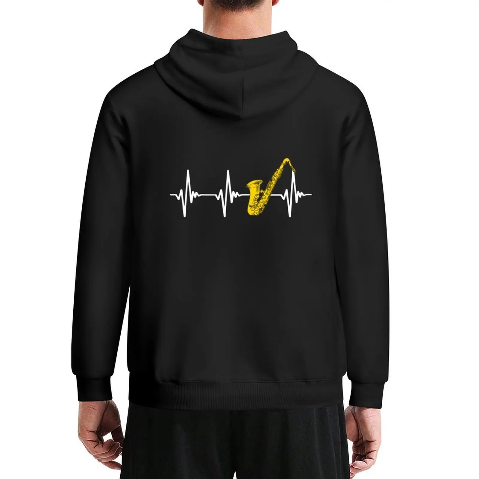 

Saxophone Saxophonist Heartbeat Marching Band Gift Hoodie blouse men's coat men's clothing men's sweat-shirt mens hoodie