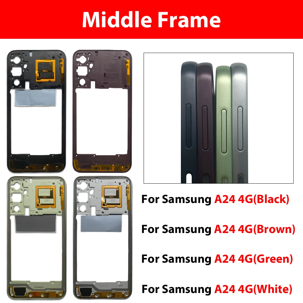 10Pcs/Lot Middle Housing Cover For Samsung A06 5G A16 5G A24 4G Phone Center Chassis Middle Frame Replacement Repair