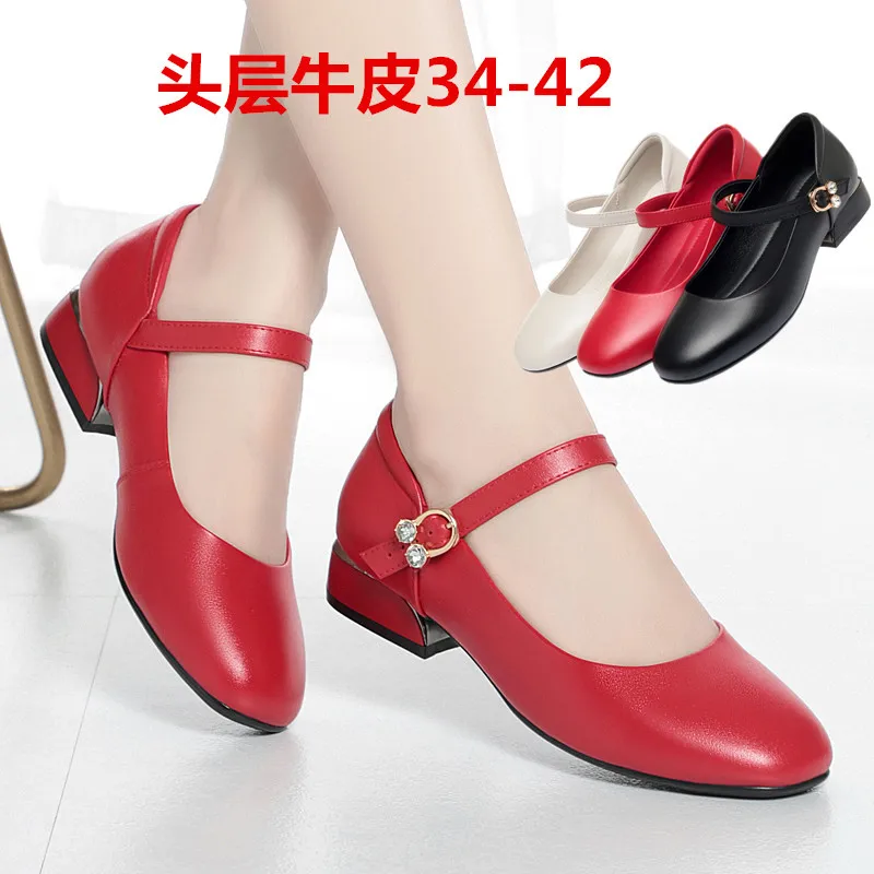 ZXRYCGS 2025 otoño nuevos zapatos elegantes de cuero genuino zapatos casuales de tacón bajo para mujer zapatos de boda cómodos de moda de gran tamaño