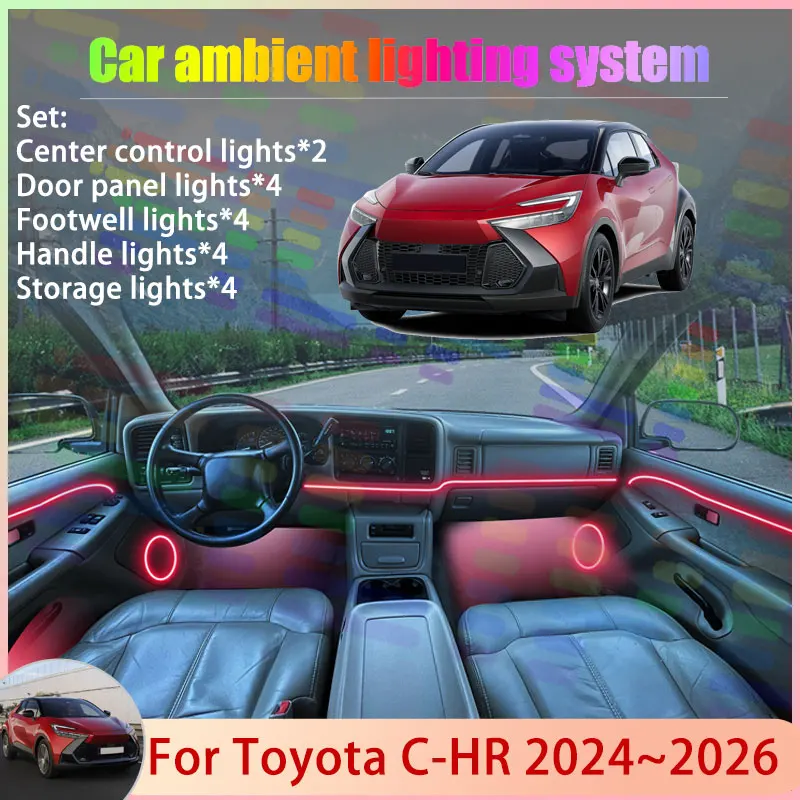 

For Toyota C-HR MK2 2th 2rd AX20 2024 2025 2026 2/18 in 1 Car Atmosphere Light Lamp RGB Shade Ensemble Streamer Atmosphere Set