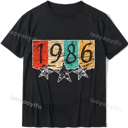 2024 유니섹스 빈티지 1986 티셔츠, 클래식 스트리트웨어 프린트 티셔츠, 레트로 스타일 상의, 여름