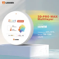 Lodden Zirart Zirkonia 3d Pro Max 98*18mm 5 Schichten Mehr schicht blöcke Zirkon oxid Dics Cad/Cam Dental labor Zahnersatz Materialien Vita16