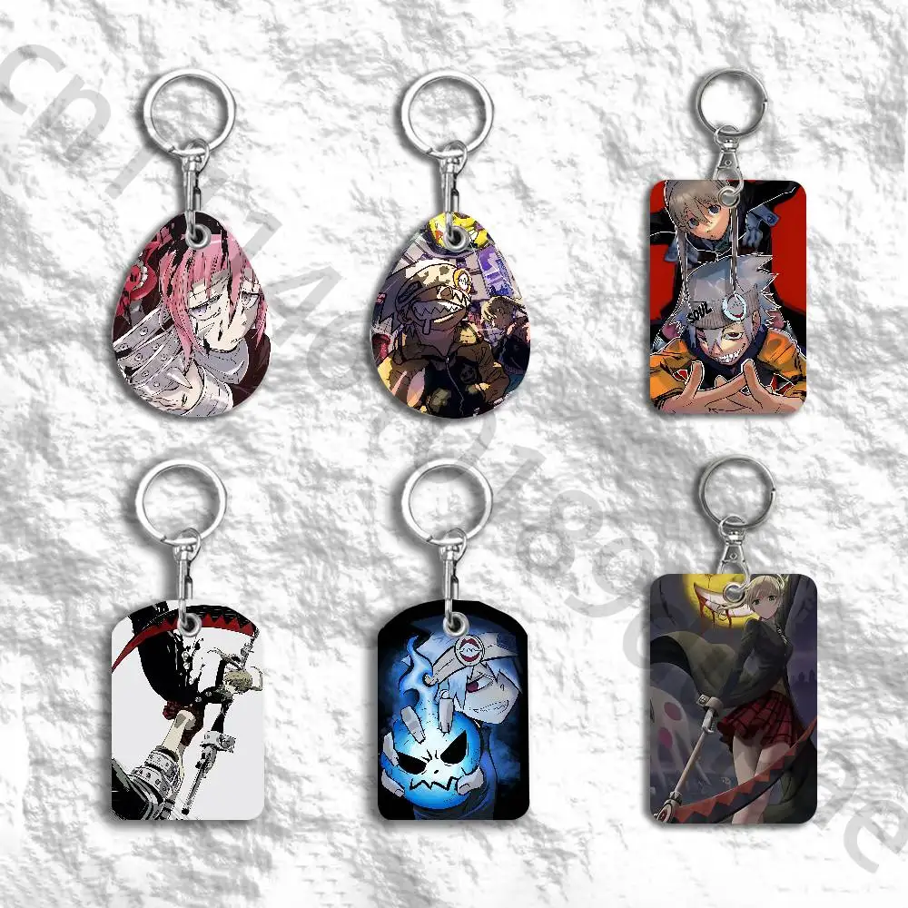S-Soul Eater Protective Printed Leather Card Case Metal Keychain Accessory