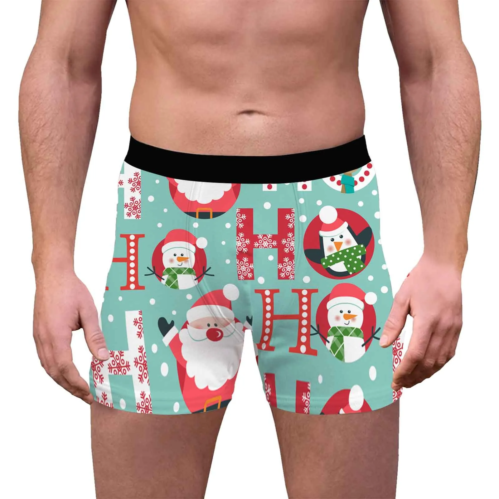 Mens Christmas Underwear Funny 3D Printed Party Wear Breathable And Comfortable Inner Mid Rise With Waist Boyshort Underwear