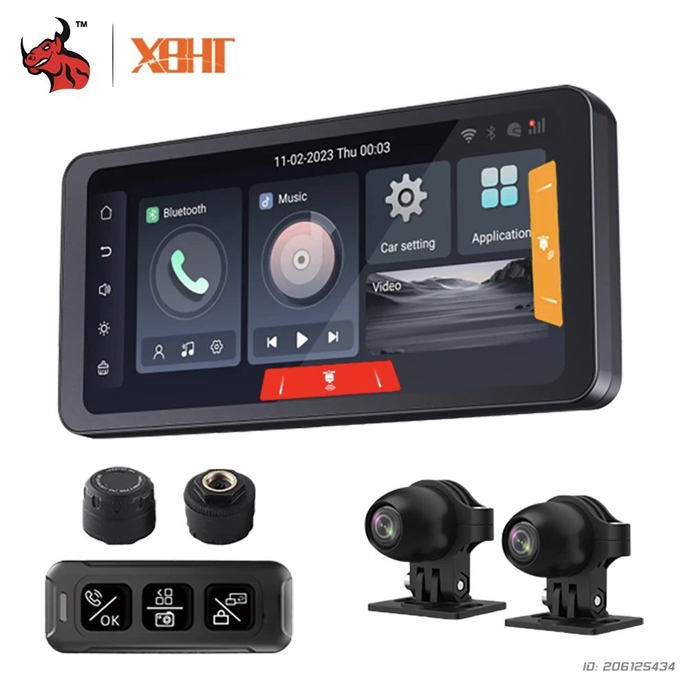 

Motorcycle Driving Recorder Tire Pressure Monitoring 1080P Full HD Motorbike Driving Recorder Carplay Touch Screen Waterproof