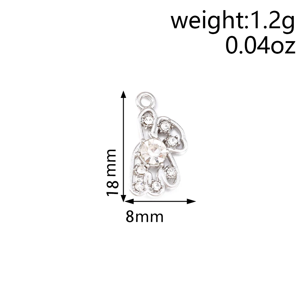 Tusember 8 Stück 8 x 18 mm Legierungs-Kristall-Perlen-Bären-Anhänger für DIY-Ohrringe, Halsketten, Bären-Anhänger, DIY-Schmuckherstellung – Detail 1