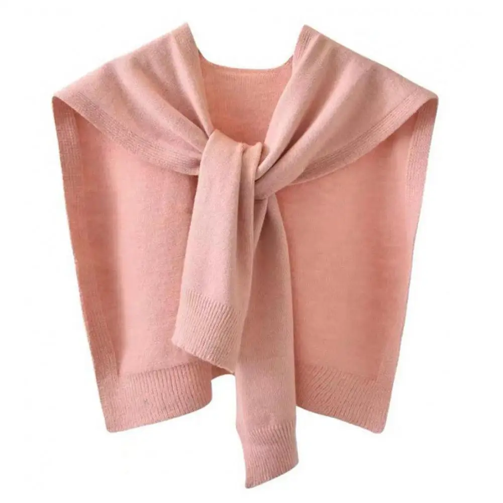 Core Spun Yarn Knitted Shawl For Women  In Spring Camisole Color Thin Shoulder Cardigan Summer Knotted Fake Collar Scaves