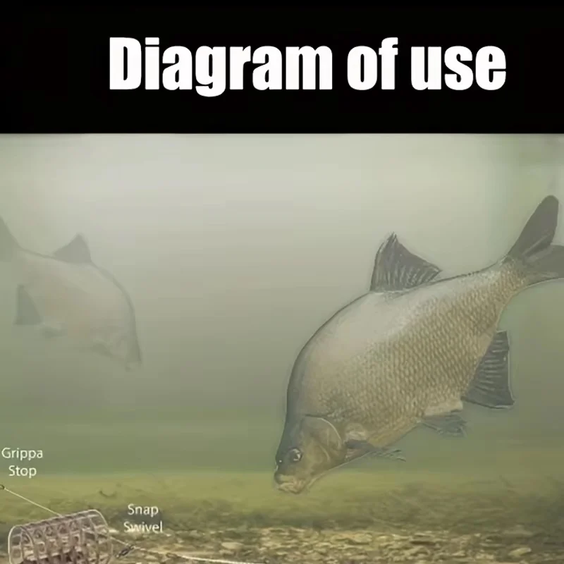 Fishing-specific feeder with lead weight, 4 sizes, transparent elastic rope + rotatable 8-shaped ring #5