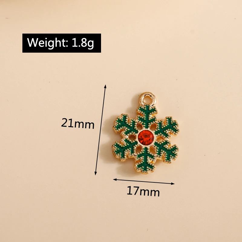 10pcs 17x21mm Cute Enamel Winter Snowflake Charms for Jewelry Making Christmas Earrings Pendants Necklaces DIY Crafts Supplies