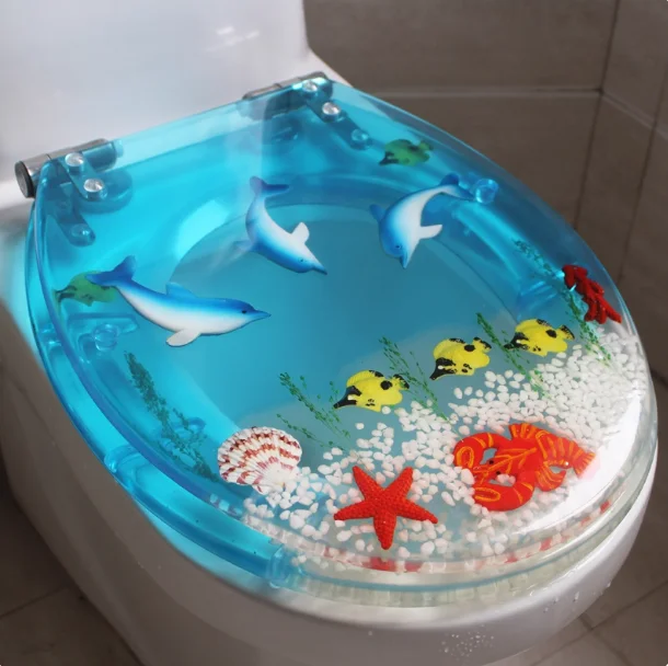 

Transparent Cartoon Toilet Seat Cover - ,Slow-Close Silent, Thickened, Universal Fit for Home Toilets