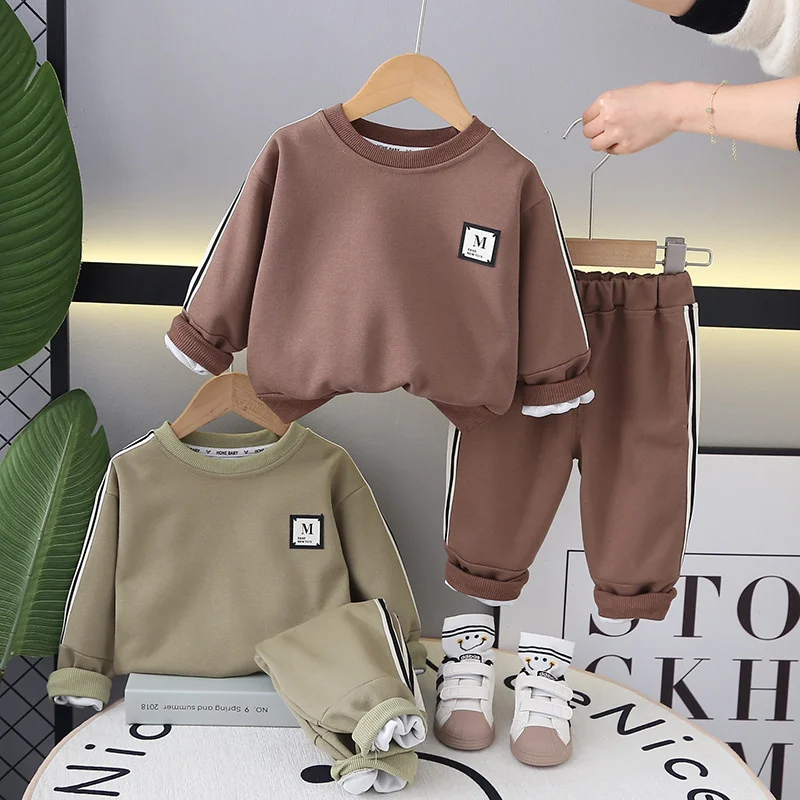 Boys Sweatshirts +Pants Kids Suits 2PCS/Set Cotton 2024 In Stock Spring Autumn Cotton High Quality Christmas Gift Children Cloth