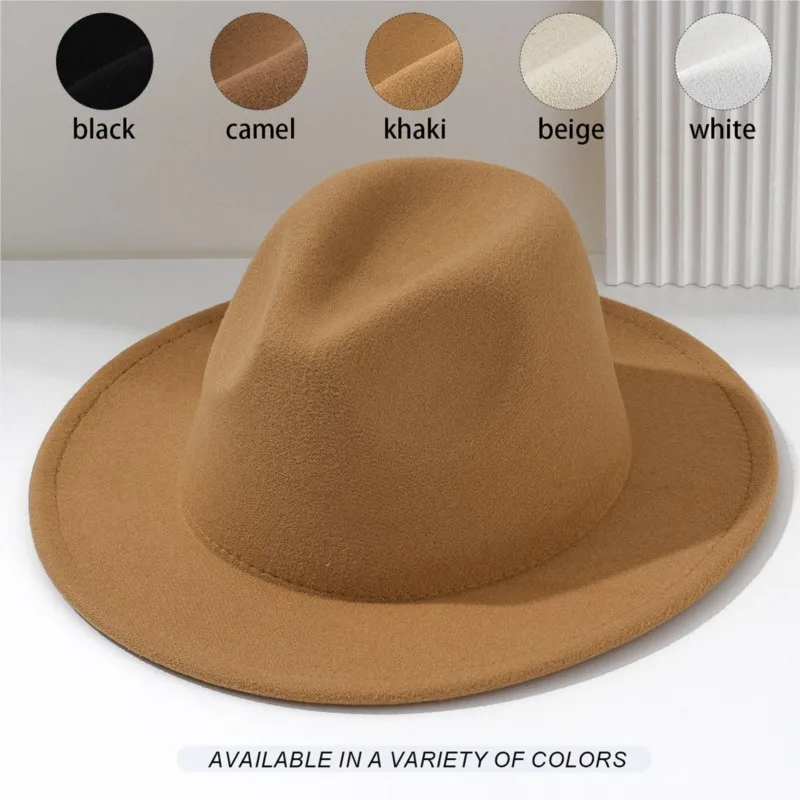 A soft wool felt top flat-brimmed masquerade ball hat versatile for women