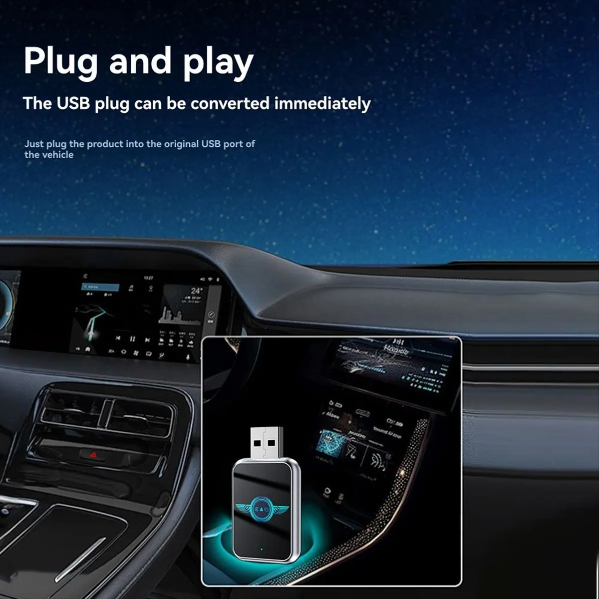 ~Tuesday DTD1043 In1 Wireless Carplay Mirror Link Carplay Android Auto USB Dongle Adapter Bluetooth+WiFi Wired Carplay to Wirele