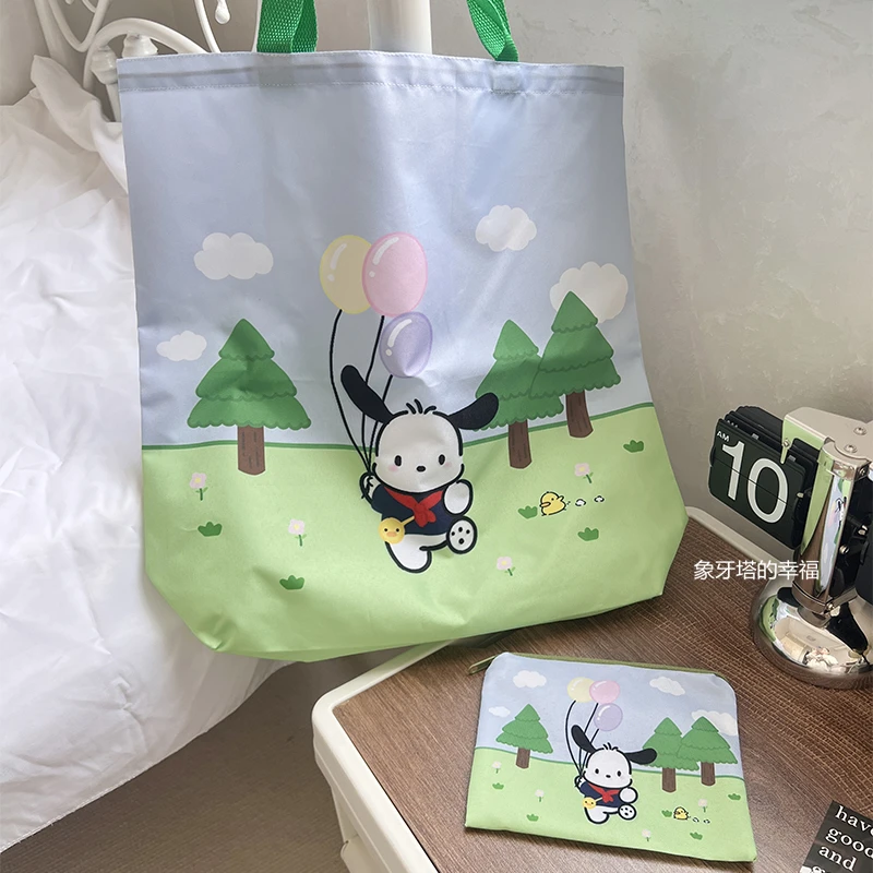 Sanrio Cute Pochacco Set Shopping Bag Coin Purse Environment-Friendly Bag Kawaii Japanese Style Cartoon Handbag Girl Portable