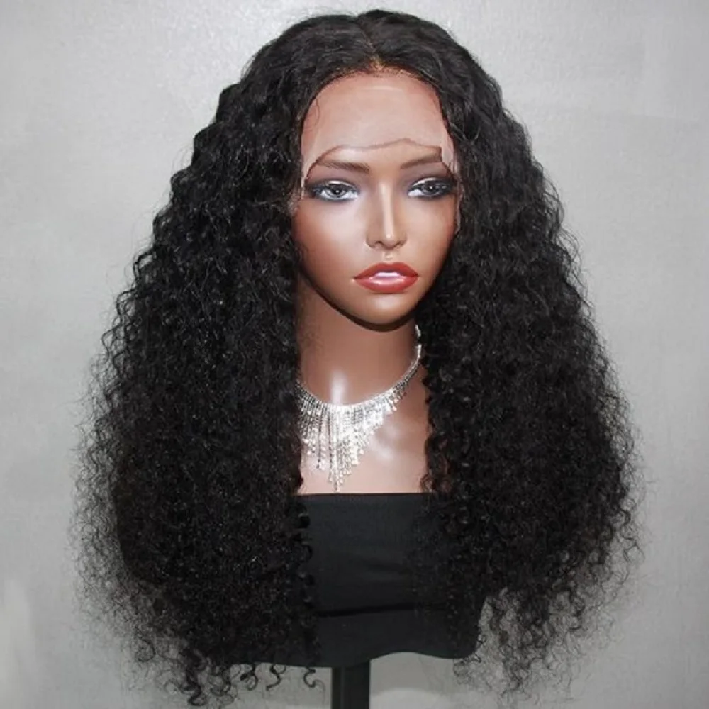 

Natural Black 180% Density 26 Inches Long Soft Kinky Curly Lace Front Wig For Women with Baby Hair Preplucked Daily Glueless