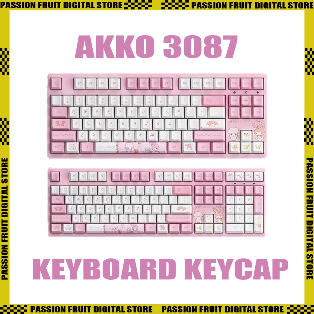 AKKO 3087 PBT Keycap Cute Cartoon Image Full Key Sublimation Rollover Melody Mechanical Keyboard Wired Keyboard Customized Gifts