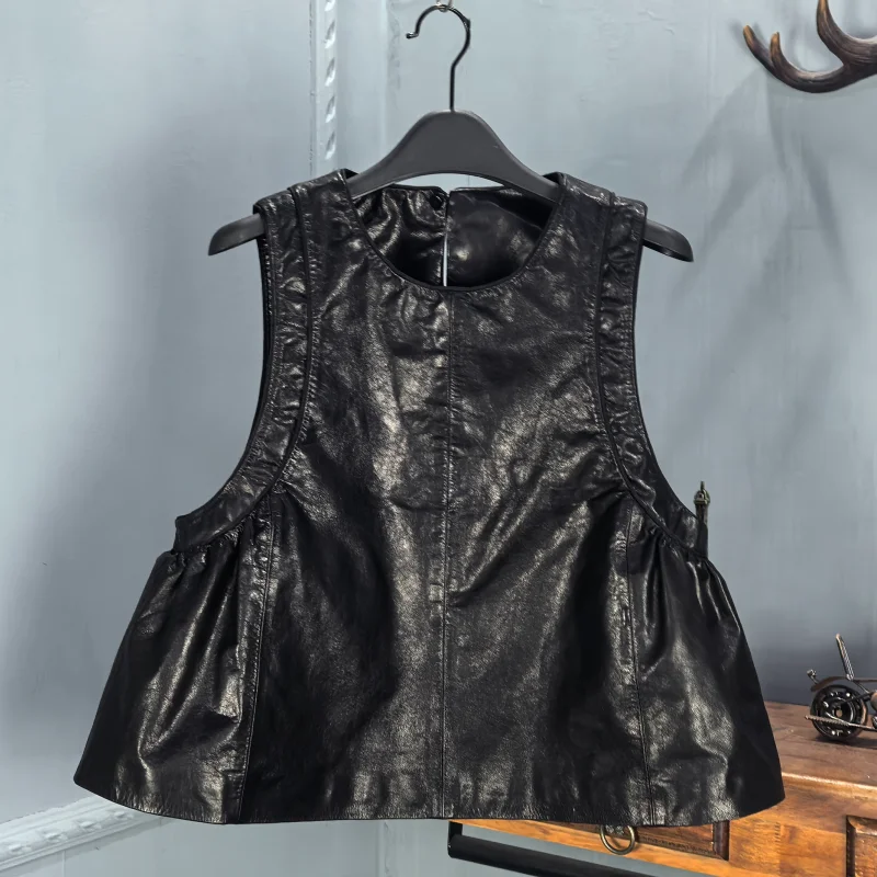 

Spring 2026 New Sle Women's eepskin Vest Loose ort Svel round Ne Jaet Casual Wear Polyester Outerwear