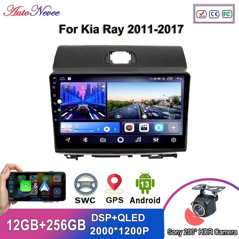 

Android 13 Multimedia For Kia Ray 2011-2017 Car Player GPS Stereo unit Navigation Auto Radio Screen No 2Din Head Unit 5G WIFI BT