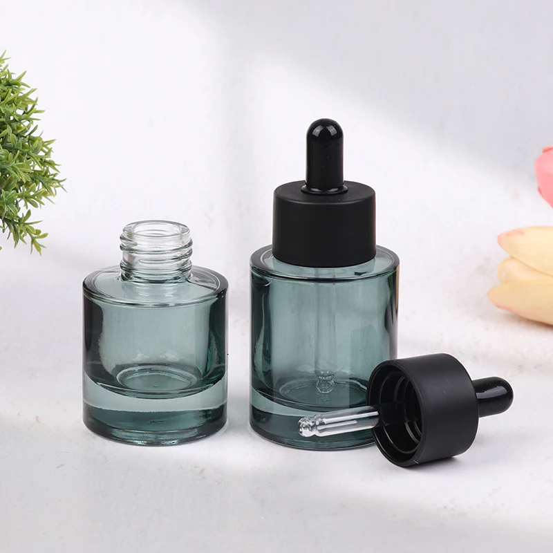 ขวดหยดน้ำ30/50/100มล. ขวดแก้วเปล่าน้ำมัน Essential หอมระเหยฝาสีดำขวดปิเปตสีเขียวเข้มเติมได้