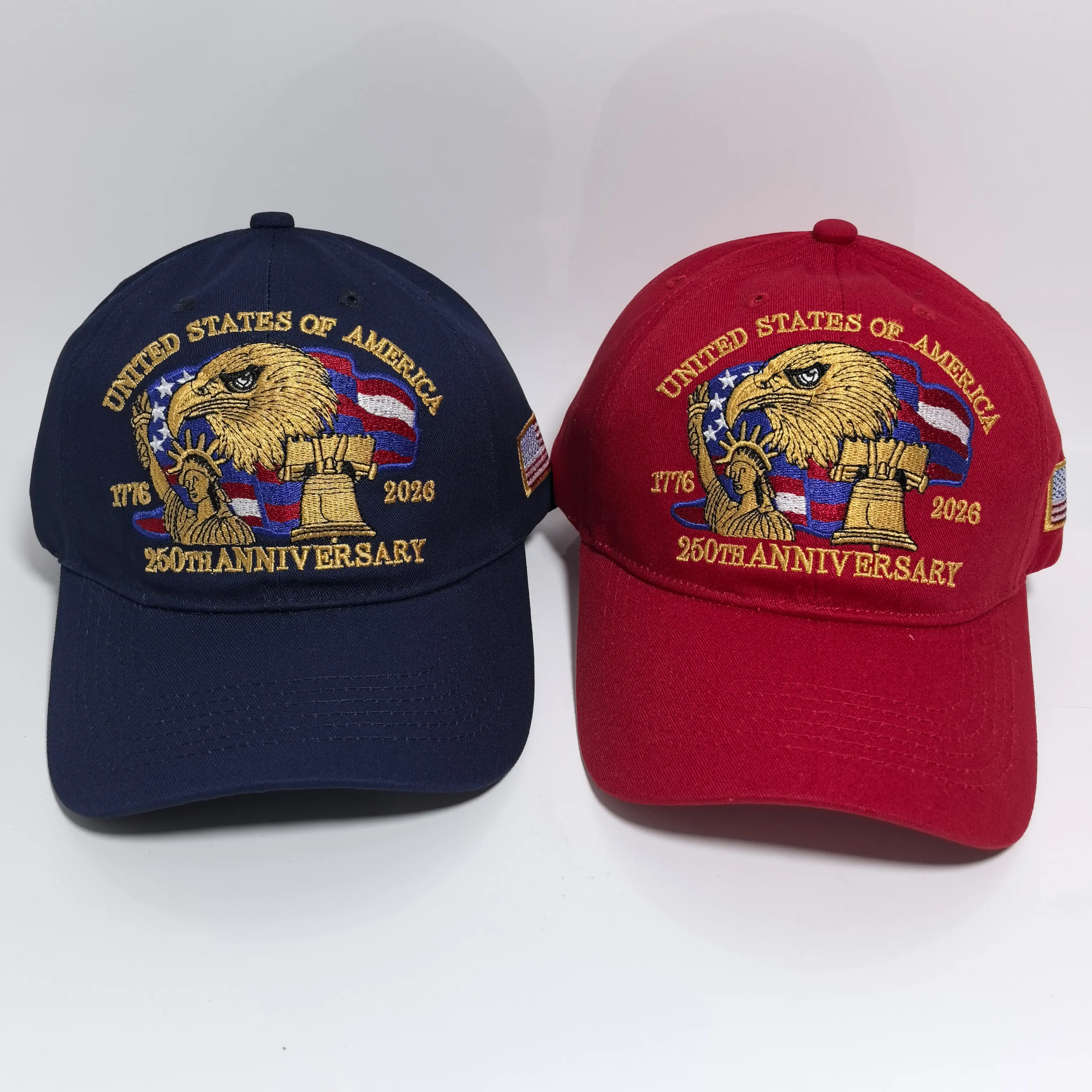 American 250th Anniversary Baseball Cap with Flag Embroidery - American Simple Sun Hat with Comfortable and Breathable Design