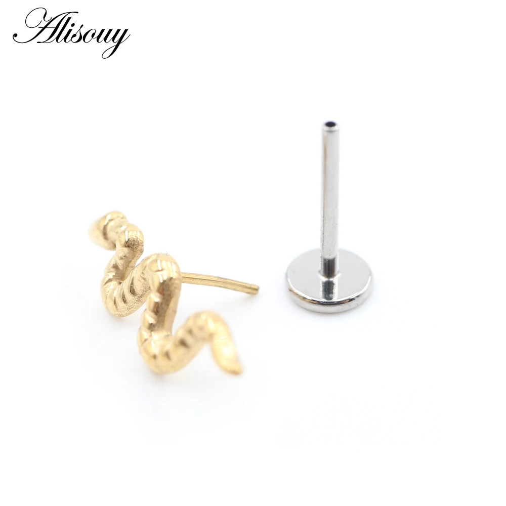 1PC Threadless Titanium Snake WaterDrop Sword Wheatear Labret Lip Stud Ring Ear Tragus Cartilage Earrings Body Piercing Jewelry