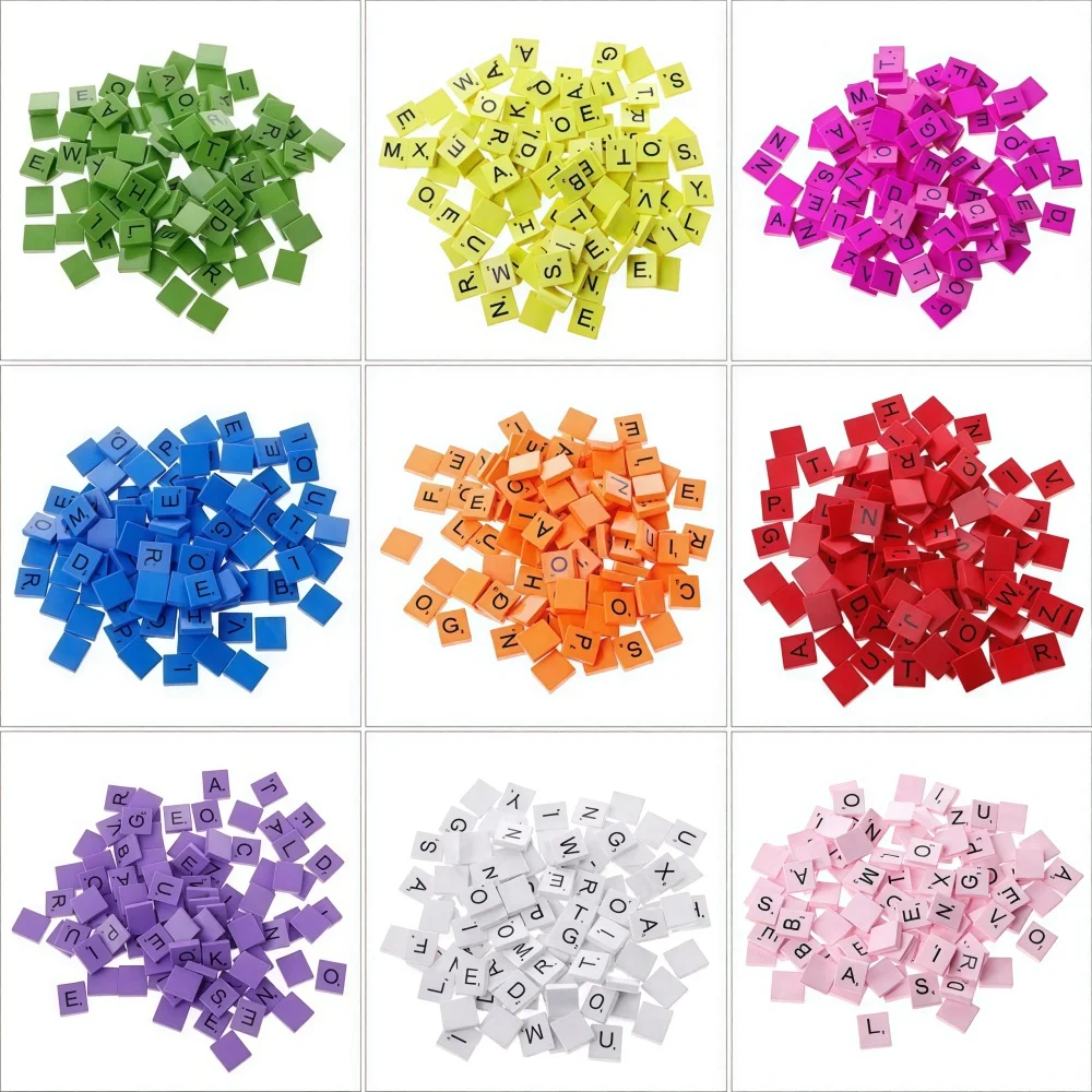 100PCS Wooden Letter Tiles DIY Wooden Gifts, Making Letter Coasters and Crossword Puzzles Holiday Decorations Multiple Colors