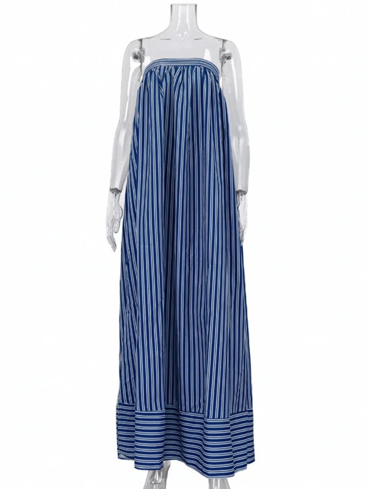 

African Dresses For Women Elegant Summer Sleeveless Stripe Dashiki Maxi Dress Ladies Traditional African Clothing Fairy Dreaes