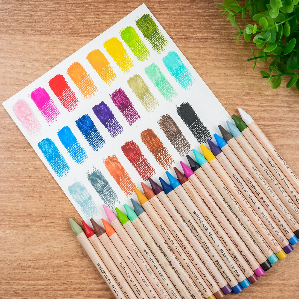12/24Pcs Woodless Colored Pencils Set for Artist Student Coloring Painting Journaling Water-Soluble Pencil with Metal Tin