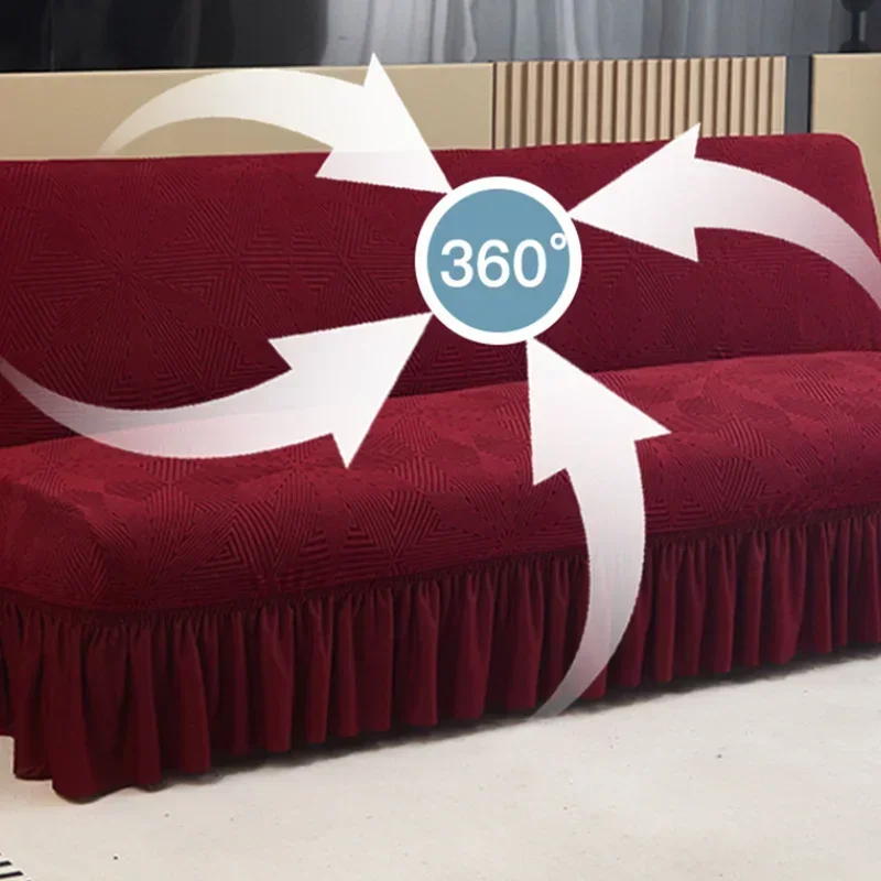 Armless Thickened Jacquard Skirt Edge Sofa Cover Solid Anti Slip Furniture Protective Cover Soft Couch Slipcover for Living Room