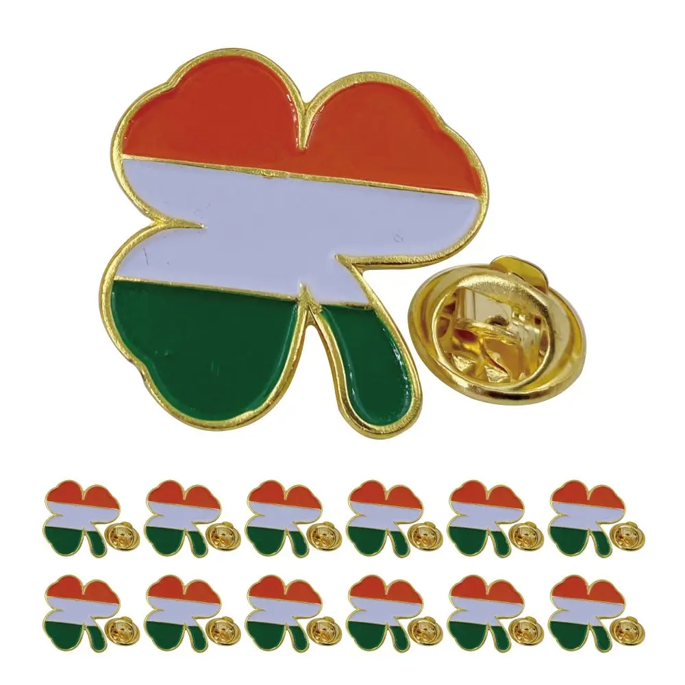 5/10/50/100 Pcs Ireland Irish Shamrock Lapel Pins Bulk-St. Patrick's Day Three Leaf Clover Perfect Gifts Badge Souvenir