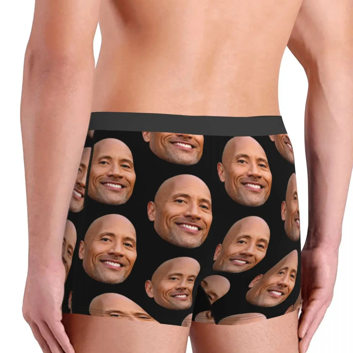 Fashion The Rock Face Dwayne Boxers Shorts Panties Men\'s Underpants Stretch American Actor Johnson Briefs Underwear