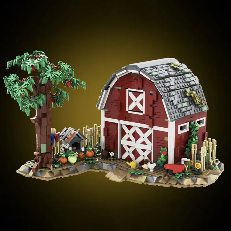 Juego de bloques de construcción de cabina de granja Red Barn MOC 151980   Modelo de arquitectura de cabina de granja, rompecabezas DIY, juguetes para niños, regalo de cumpleaños