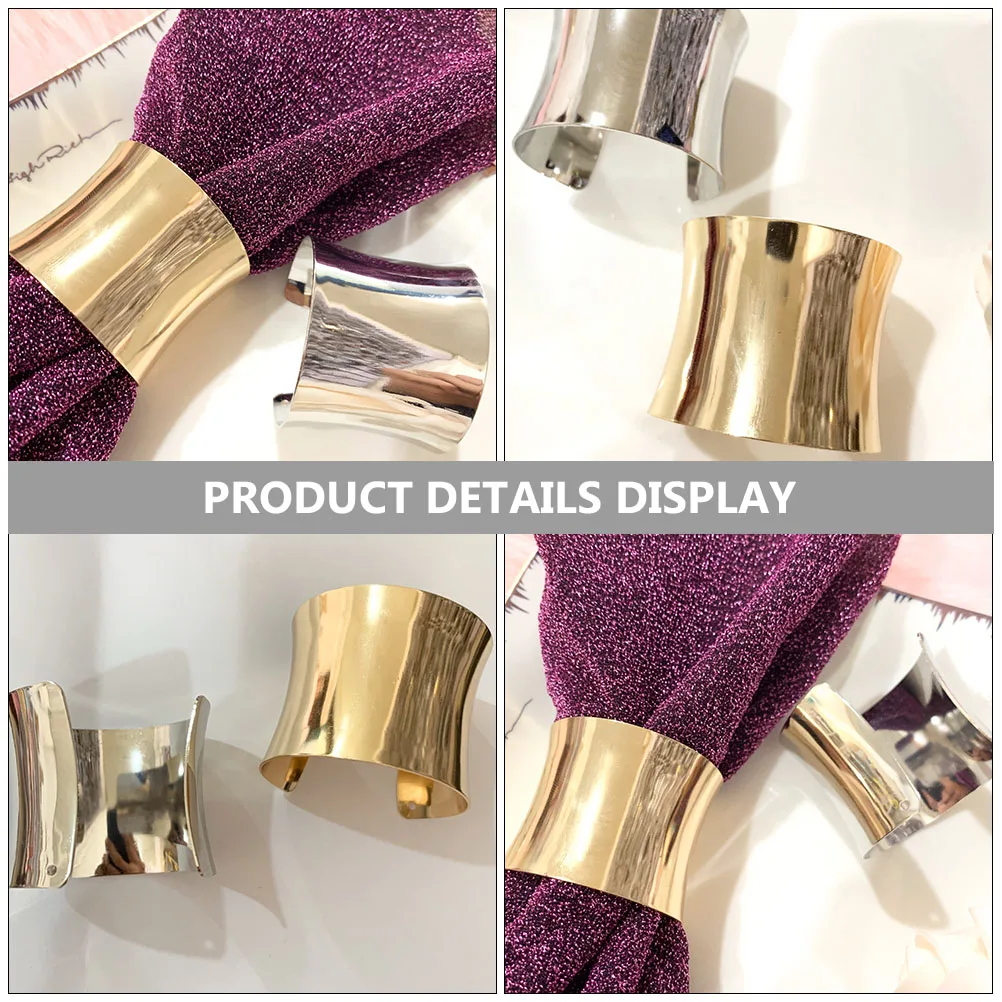 

6 Pcs Napkin Rings Stainless Steel Glossy Metal Wedding Buckle Holder Beautiful Napkin Kitchen Bar Home Restaurant Christmas