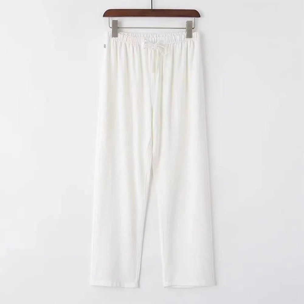 Männer Strand Hosen Jogger Streetwear Baumwolle Leinen Jogginghose Casual Hosen Hawaiian Urlaub Lose Sommer Gerade Hosen Männlich – Detail 2