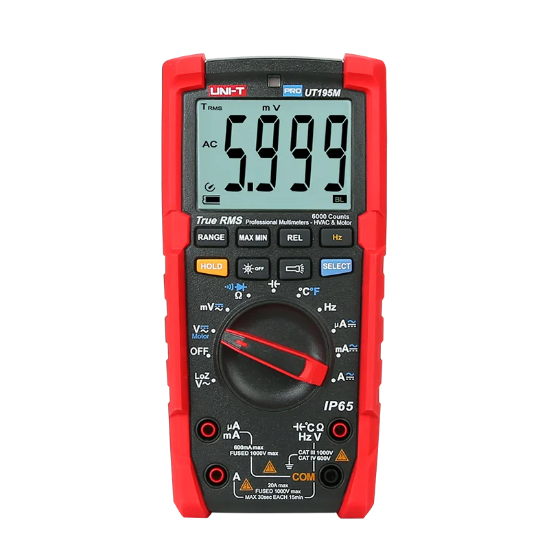 UT195M digital multimeter phase rotation measurement with motor phase sequence