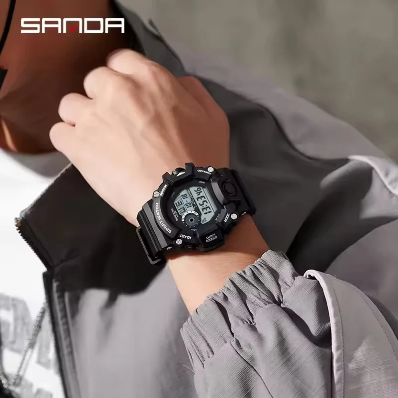 SANDA 326 Orologio digitale da uomo in stile classico delle migliori marche Orologio sportivo militare Orologio elettronico impermeabile di moda reloj hombre