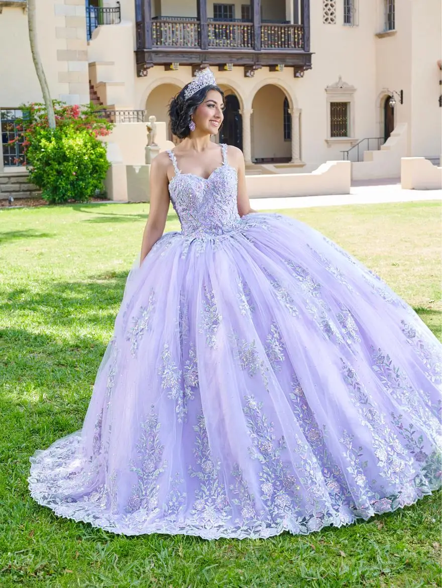 Customized Purple Ball Gown Quinceanera Dress 2024 Sweetheart Cap Lace Applique Vestidos De 15 Años Sweet 16 Birthday YQD129