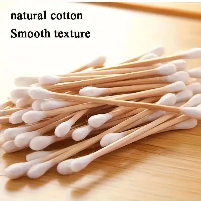 600 قطعة مسحات برأسين، غير معطرة، مصنوعة من الخيزران، لتنظيف الأذن اللطيف والمكياج