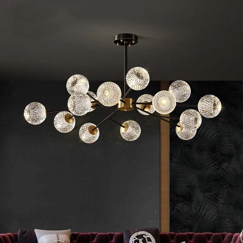 All Copper Living Room Chandelier Nordic Light Luxury Lamp Magic Bean Molecular Lamp Simple Modern Light Luxury Bedroom Dining