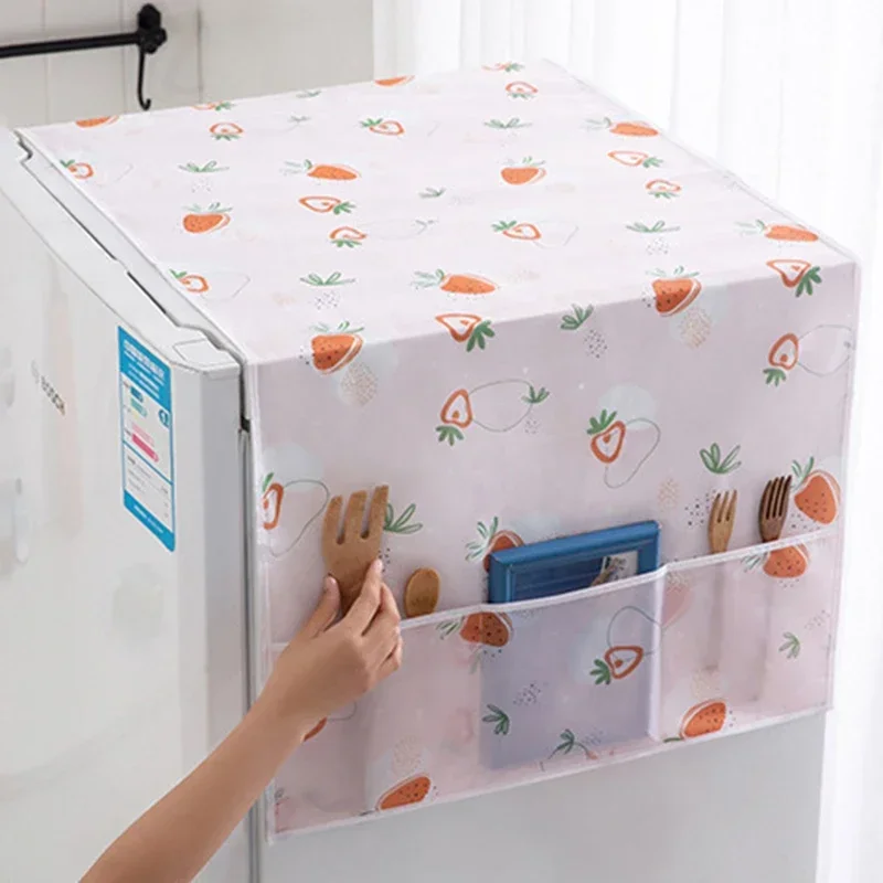 Refrigerator Dust Cover with Storage Bag Washable Multi-purpose Printing Protection Cover Household Washing Machine Cabinet Dust