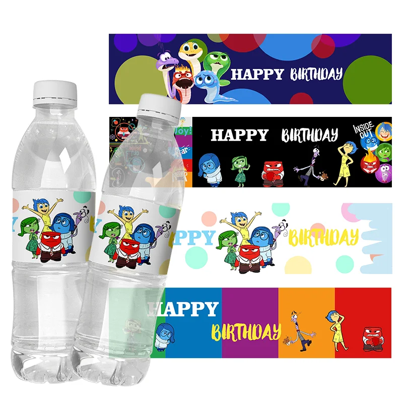 

6pcs Disney Inside Out Water Bottle Wrappers Water Bottle Labels Stickers Kids Birthday Party Baby Shower Decorations Supplies