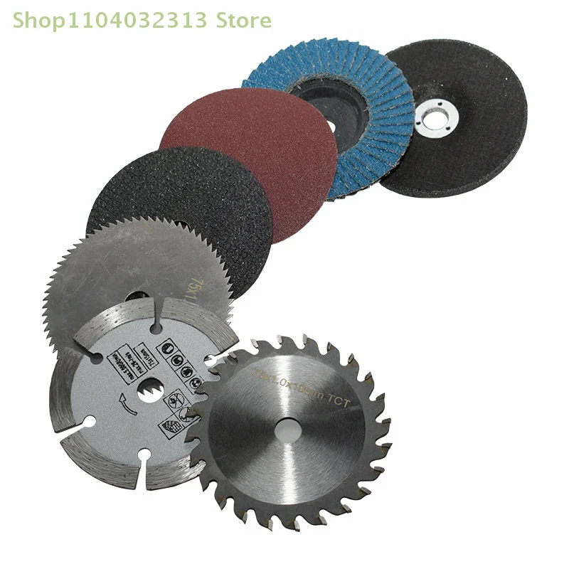 7Pcs 75mm Diameter Cutting Disc for Angle Grinder 10mm Bore Hole Circular Saw Blade Sanding Tool for Tile Wood Metal