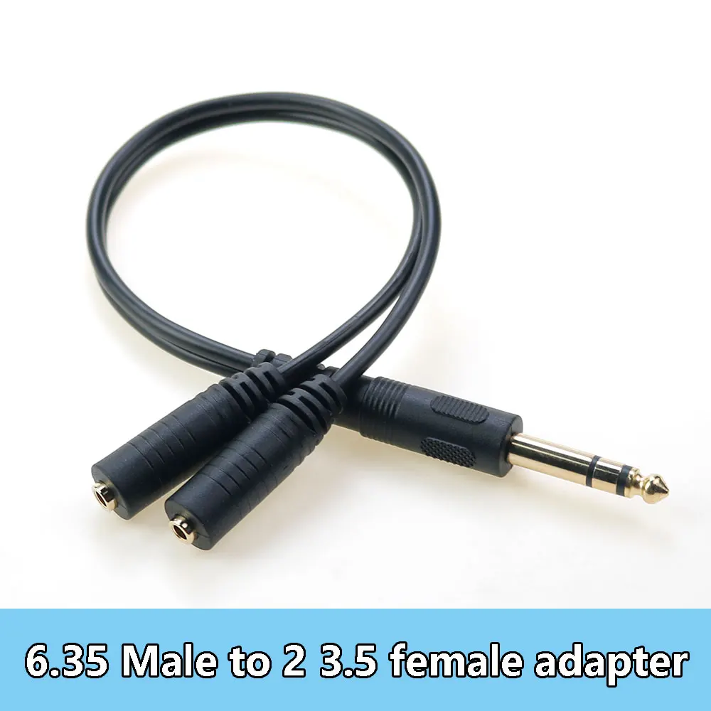 

6.35 Male to 2 3.5 Female Adapter Cable 6.35mm Plug to Dual 3.5mm Jack Y Splitter Stereo Audio Cord Audio Splitter