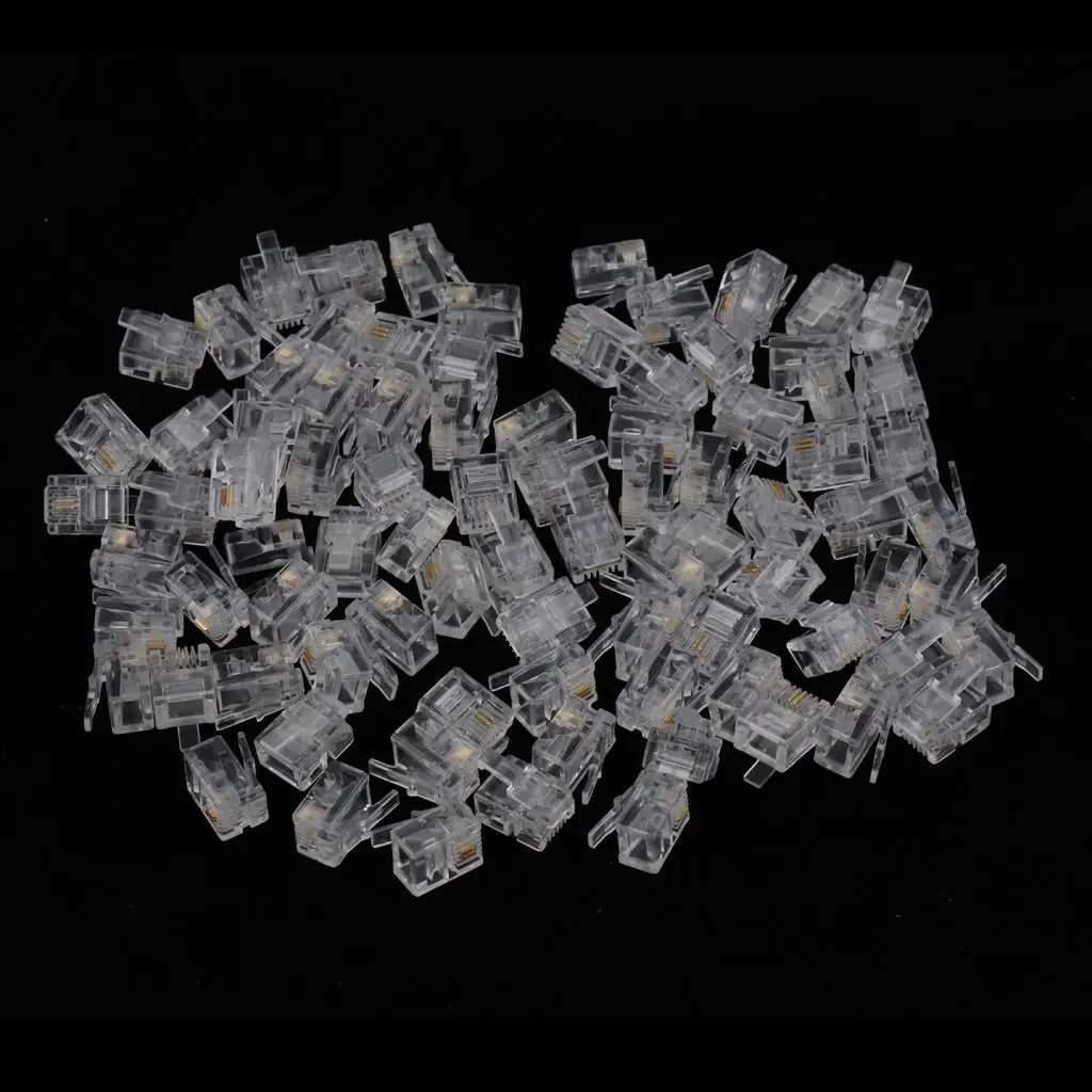 High Quality RJ11 Crimp Connector Plastic Metal Telephone Cord Plug for Phone Cable Assembly Office